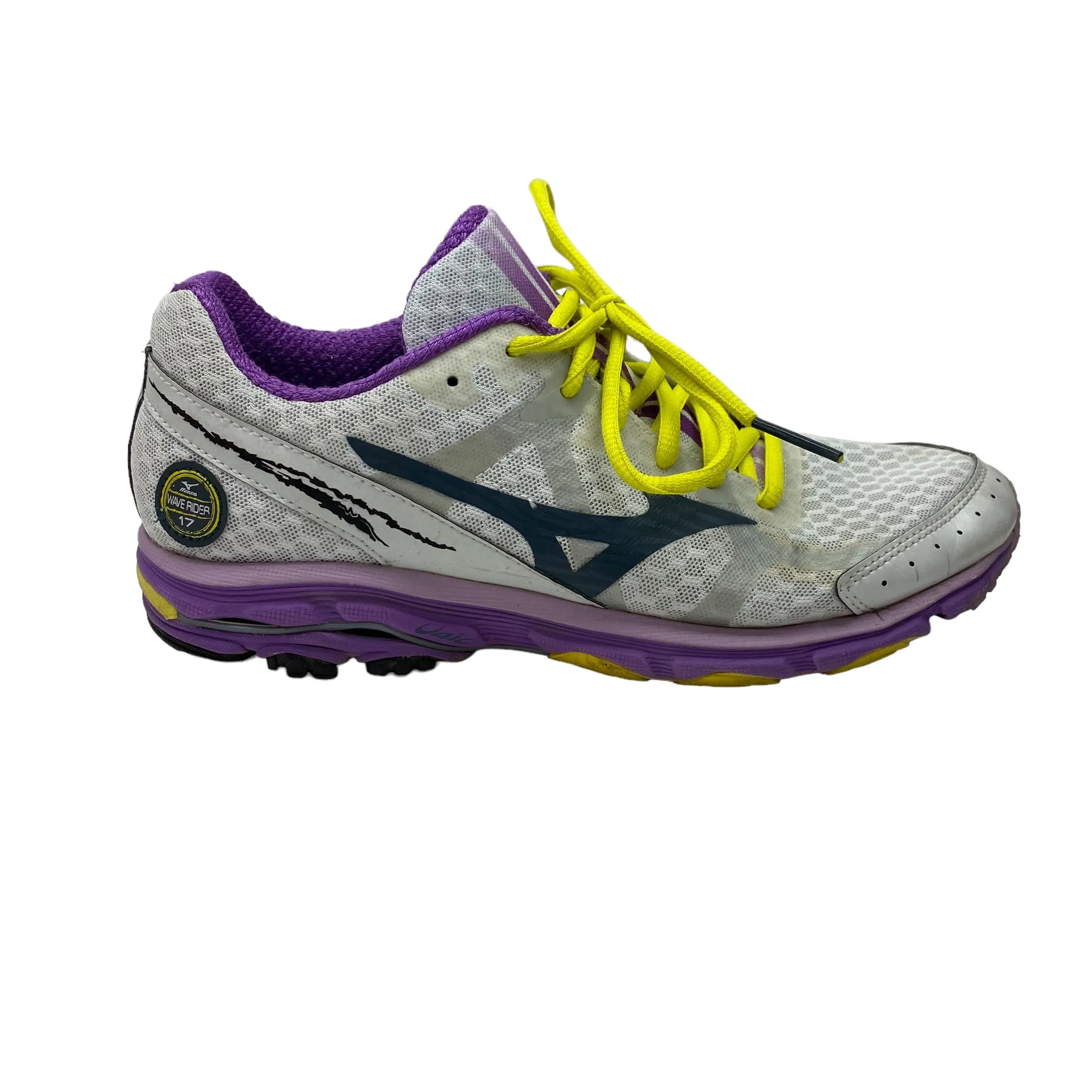 PURPLE & WHITE SHOES ATHLETIC by MIZUNO Size:8