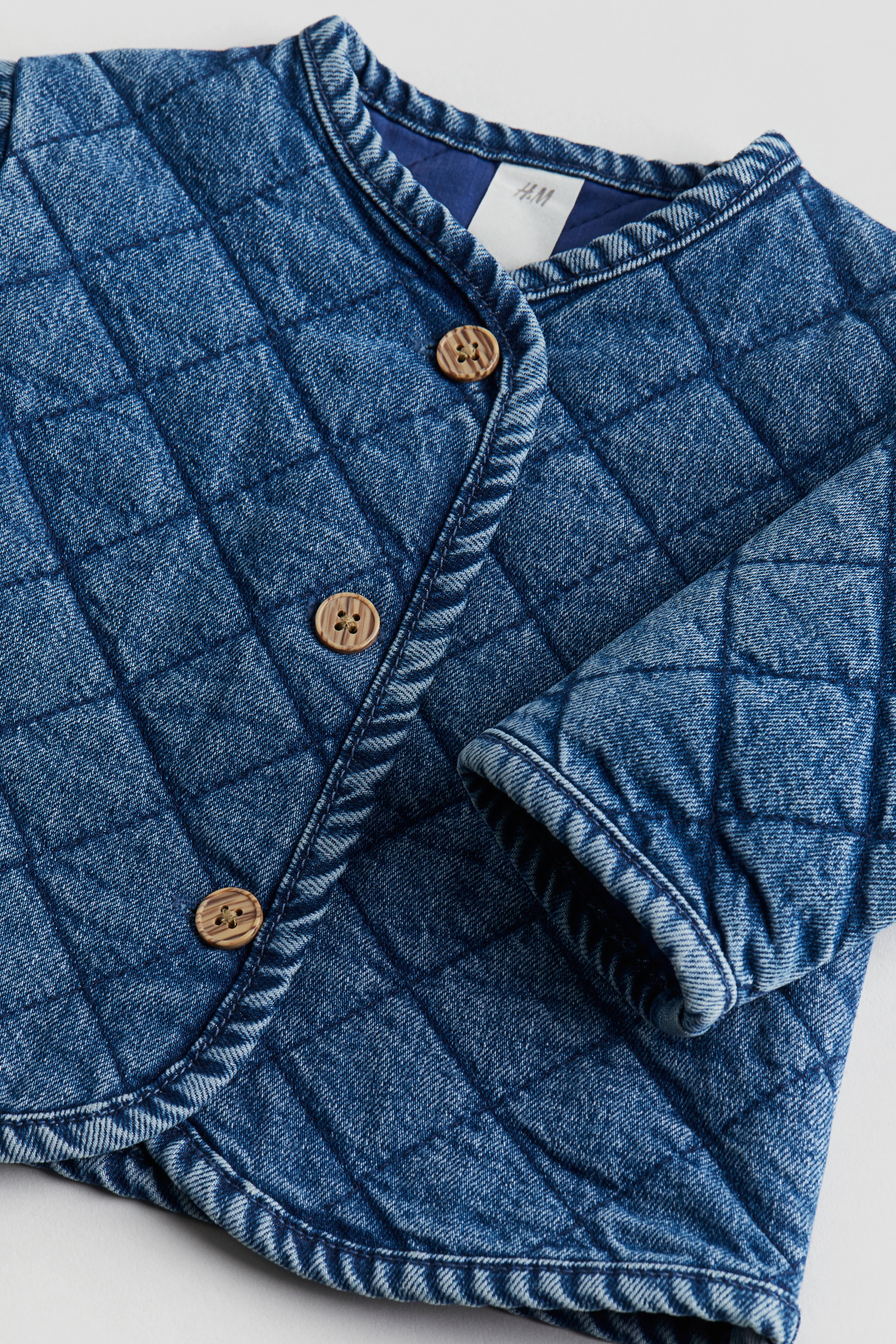 Quilted denim jacket - Round neck - Long sleeve - Denim blue - Kids | H&M GB