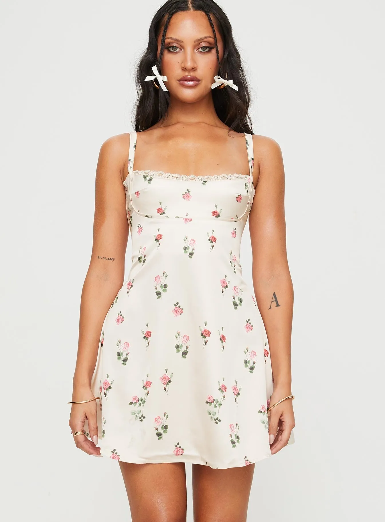 Remini Satin Mini Dress Floral