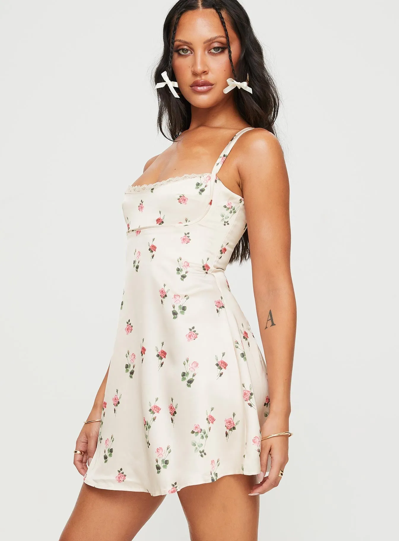 Remini Satin Mini Dress Floral