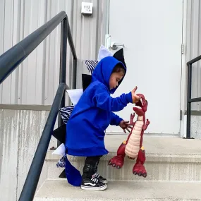 Royal Blue Dragon Hoodie with Tail