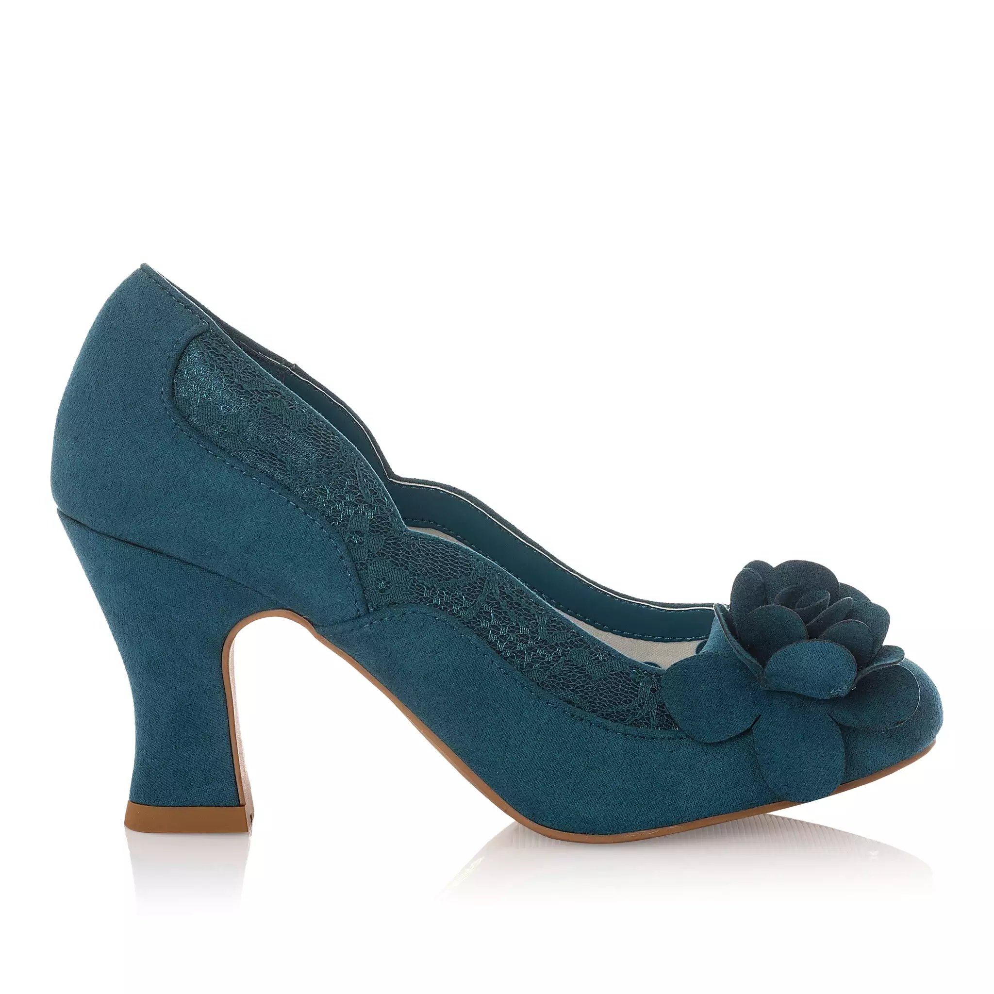 Ruby Shoo Chrissie Petrol Blue Heeled Corsage Court Shoes