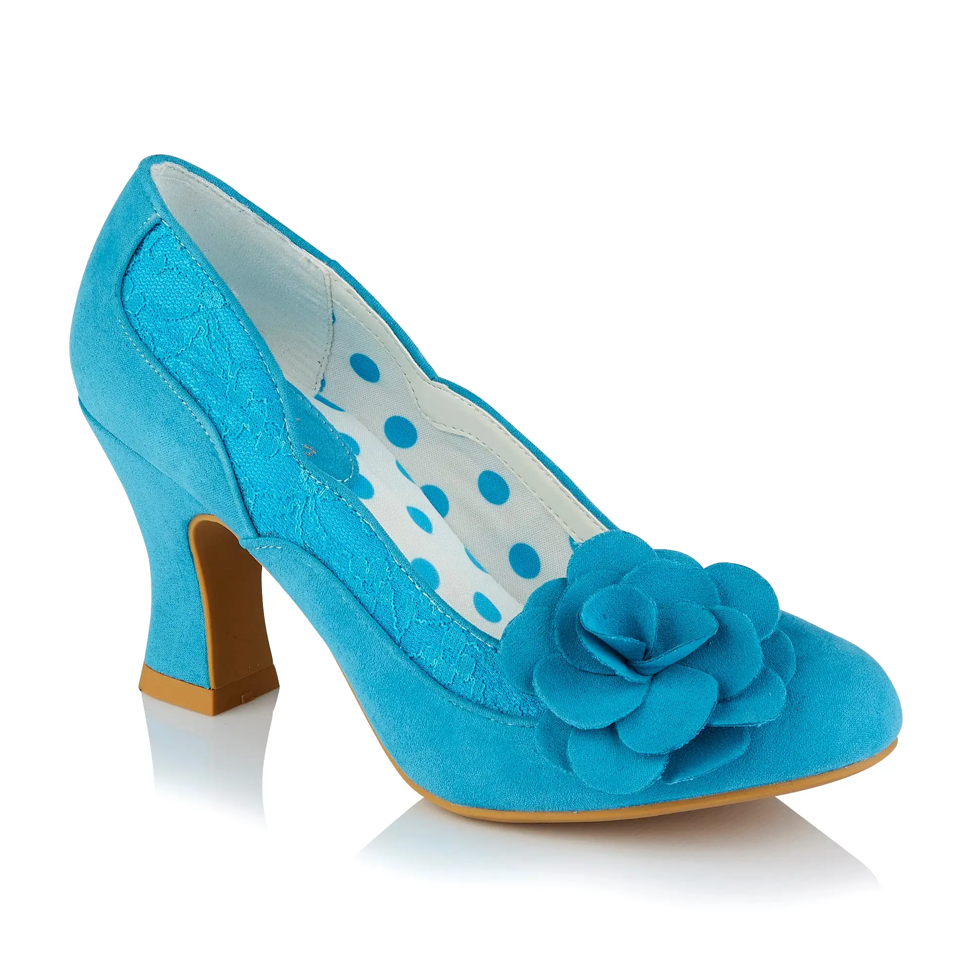 Ruby Shoo Chrissie Turquoise Heeled Corsage Court Shoes