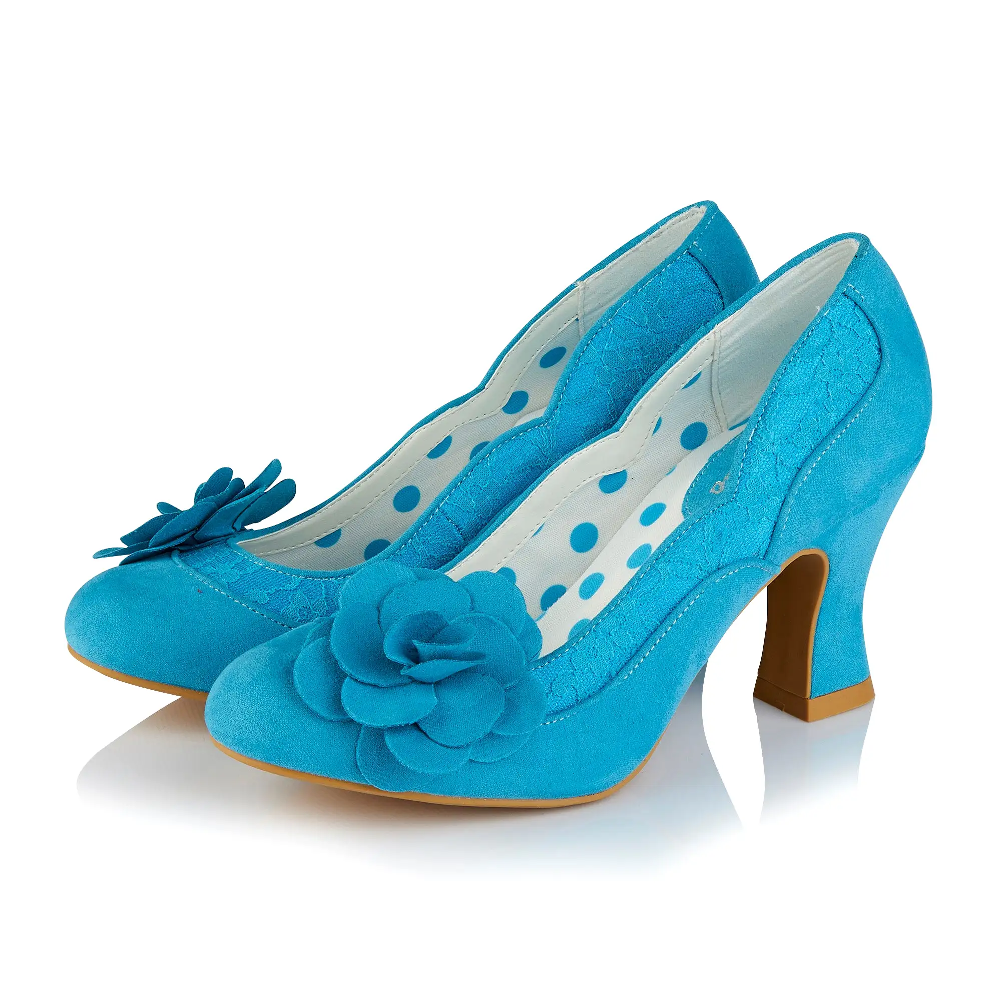 Ruby Shoo Chrissie Turquoise Heeled Corsage Court Shoes