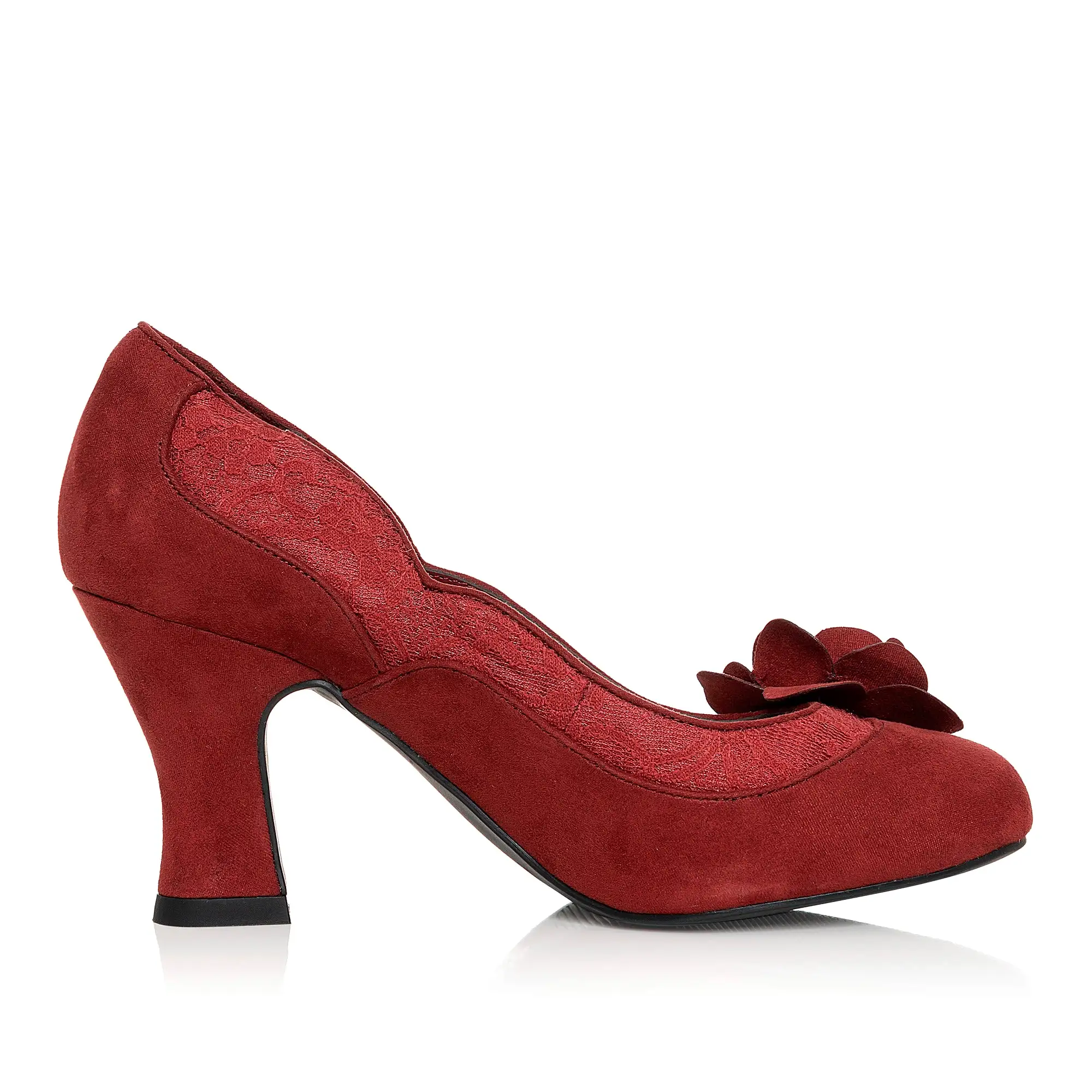 Ruby Shoo Crimson Red Heeled Corsage Court Shoes