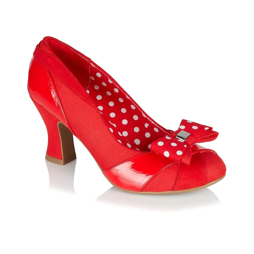 Ruby Shoo Tatum Red Detachable Bow Court Shoes