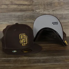 San Diego Padres Onfield 2022 Batting Practice 59Fifty Trucker Hat | Brown