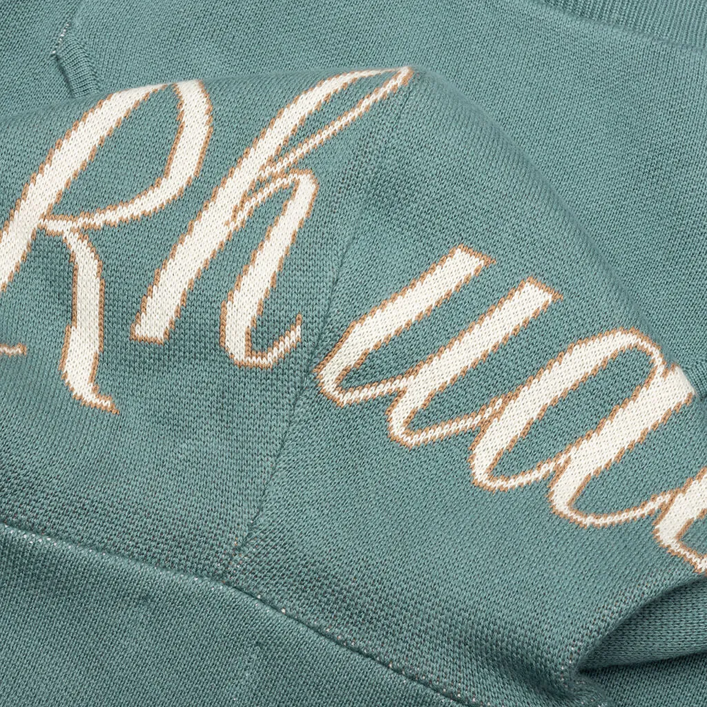 Script Logo Knit Hoodie - Ivory/Spa