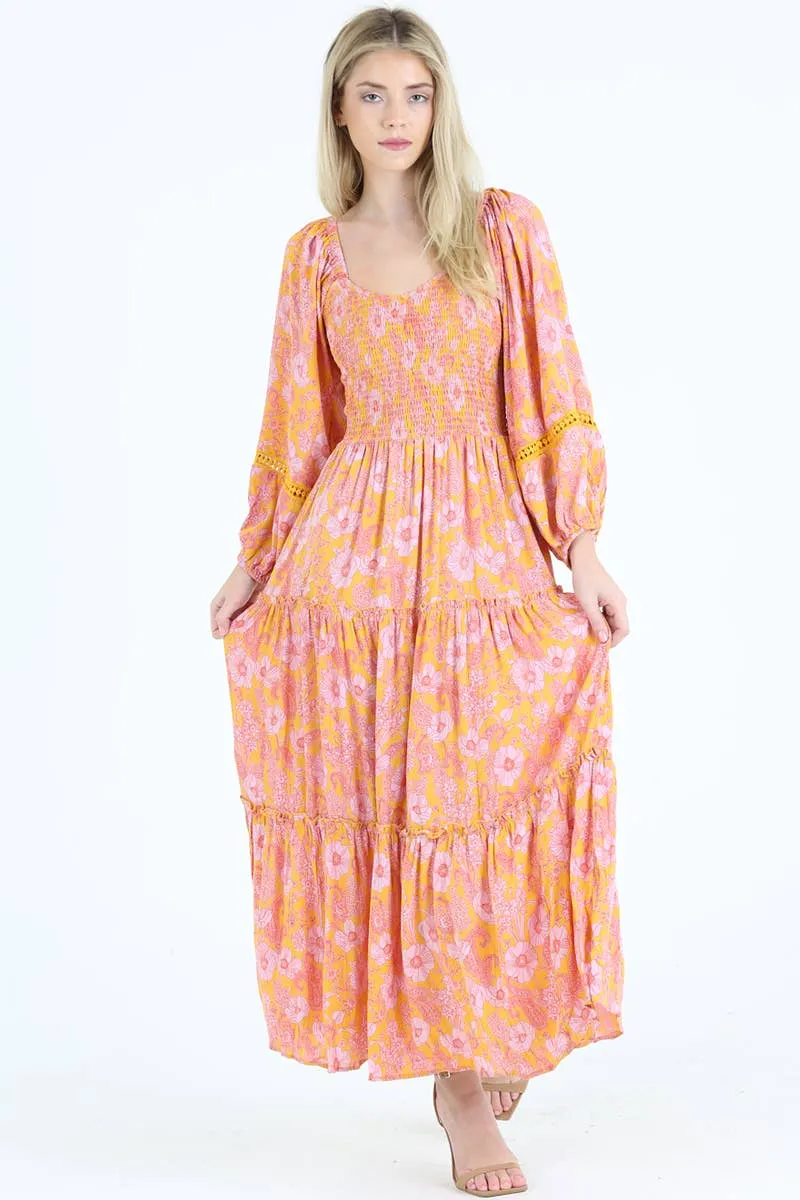 She's a Sweetheart Scooped Long sleeve Maxi dress w/ Florals