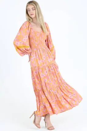 She's a Sweetheart Scooped Long sleeve Maxi dress w/ Florals