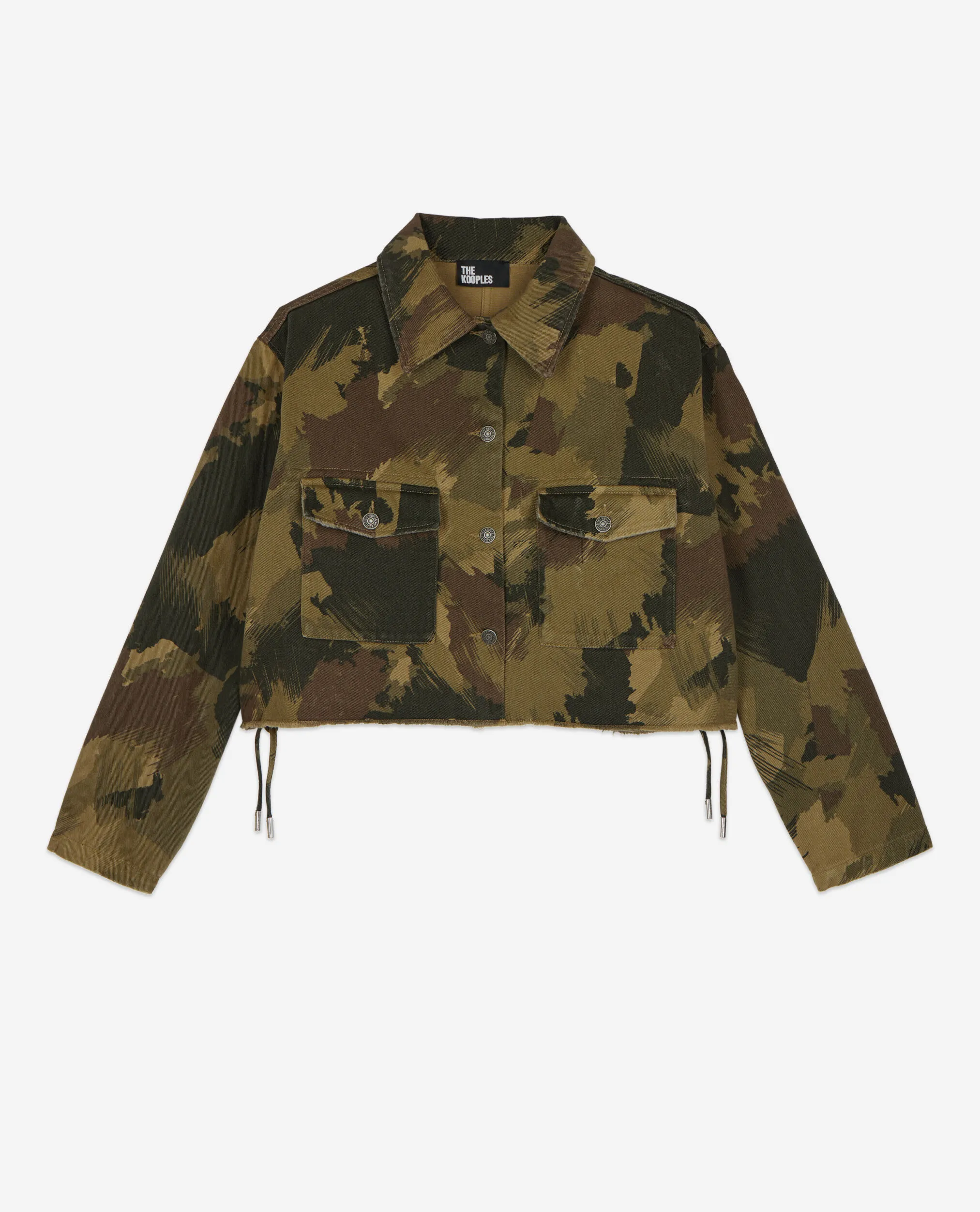 Short camouflage denim jacket