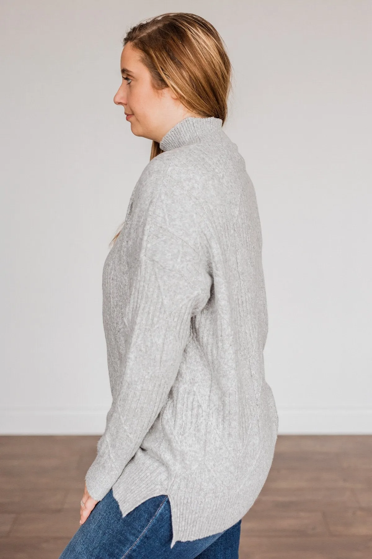 Snowflake Kisses Knit Sweater- Heather Grey