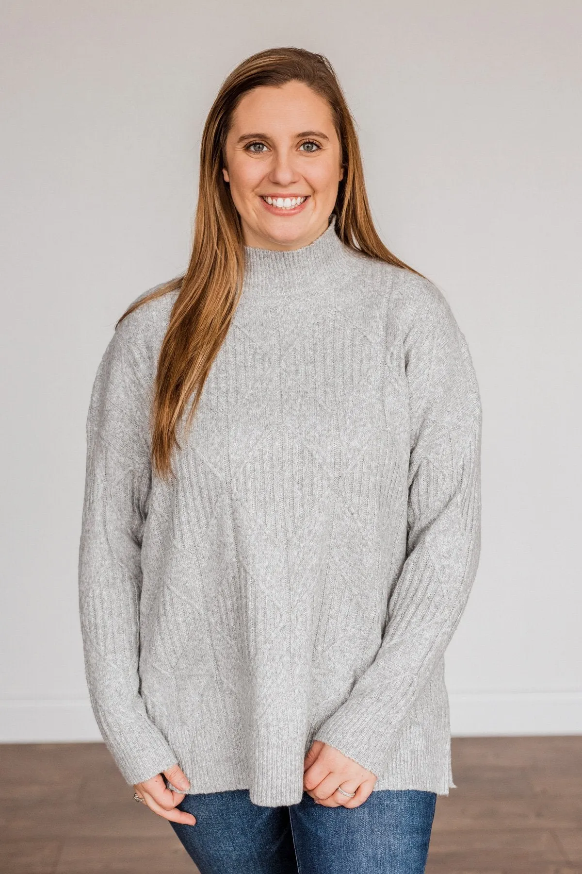 Snowflake Kisses Knit Sweater- Heather Grey