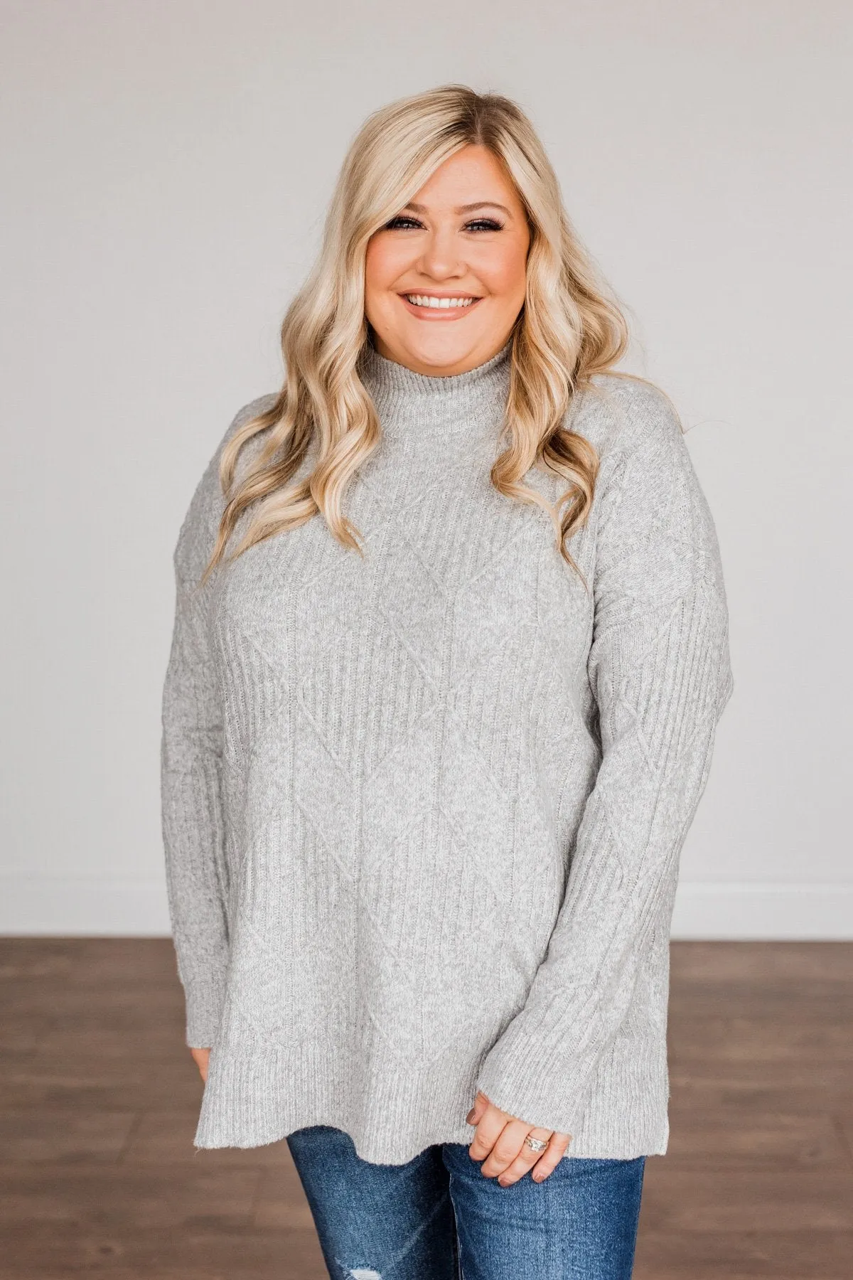 Snowflake Kisses Knit Sweater- Heather Grey