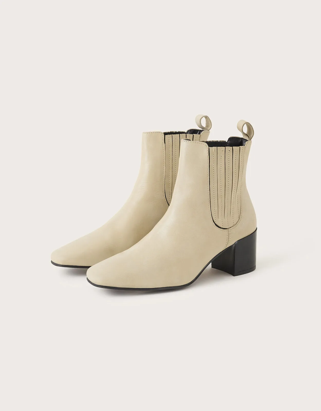 Square Toe Leather Chelsea Boots White