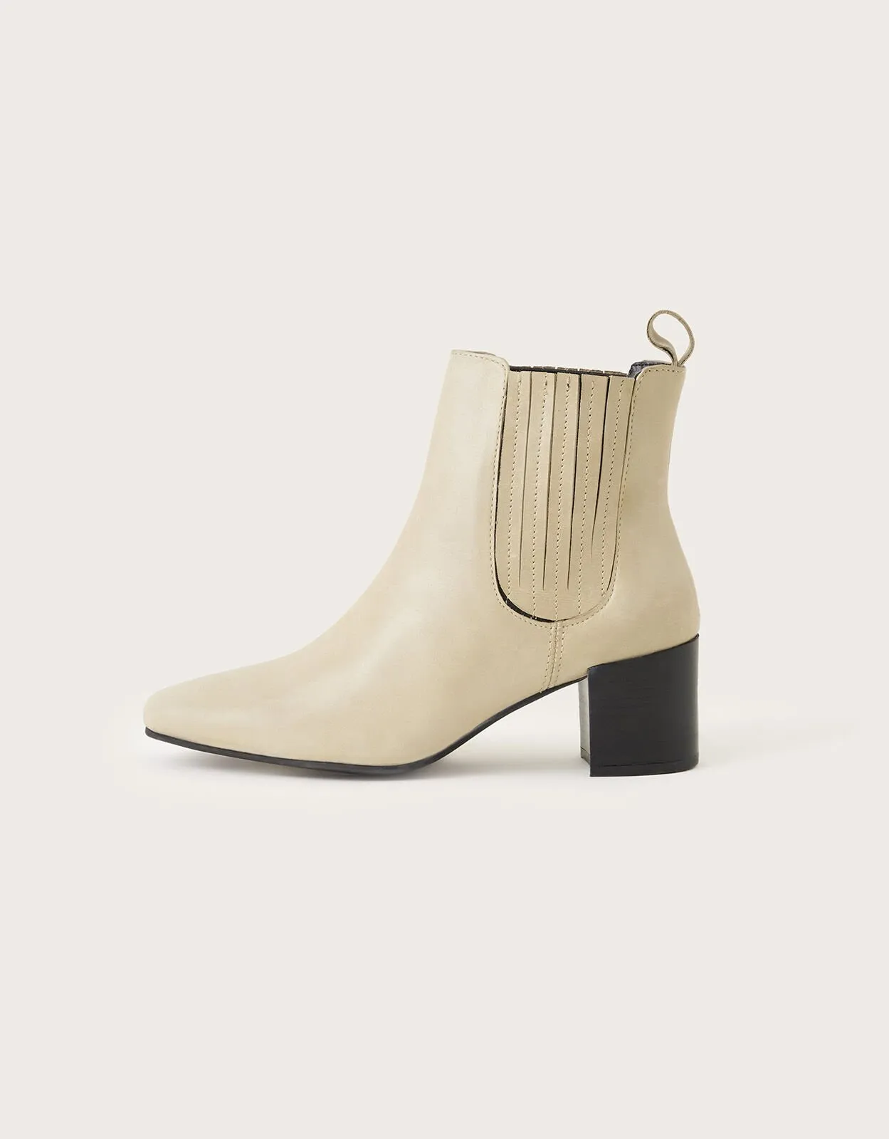 Square Toe Leather Chelsea Boots White