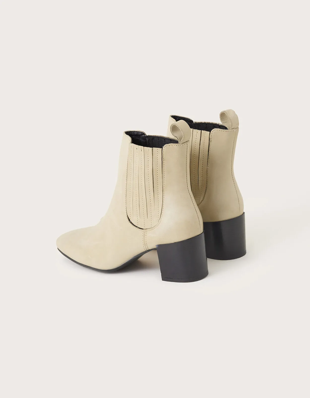 Square Toe Leather Chelsea Boots White