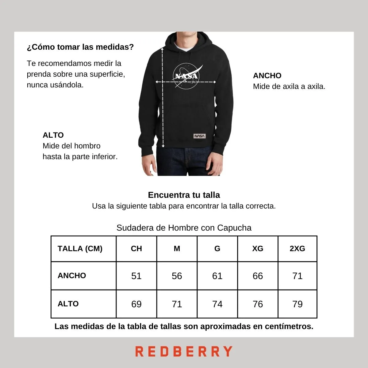 Sudadera para Hombre Hoodie Nasa Monocromático