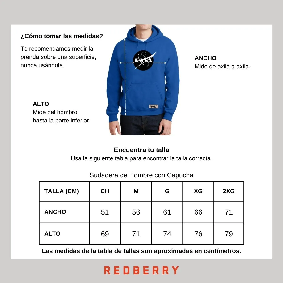 Sudadera para Hombre Hoodie Nasa Monocromático