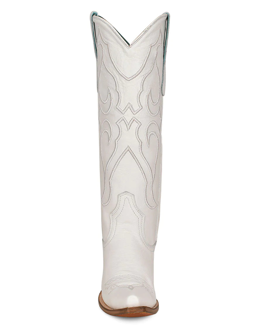 Tall White Pattern And Inlay Boot