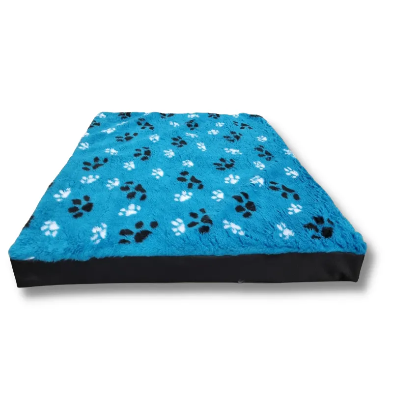 Topmast Blokkussen Hondenmatras 125 x 90 x 10 cm Vetfleece Turquoise voetprint