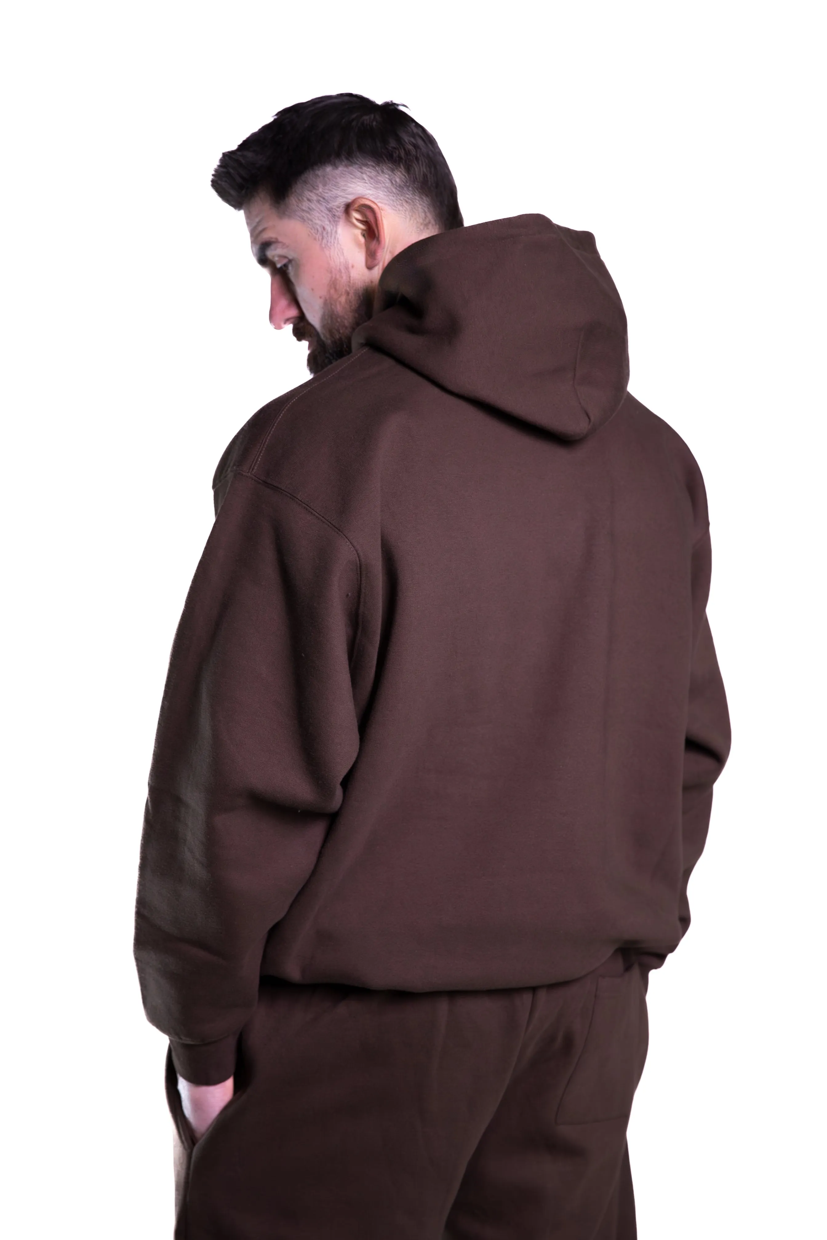 Unisex Inked Logo Embroidered Hoodie - Brown