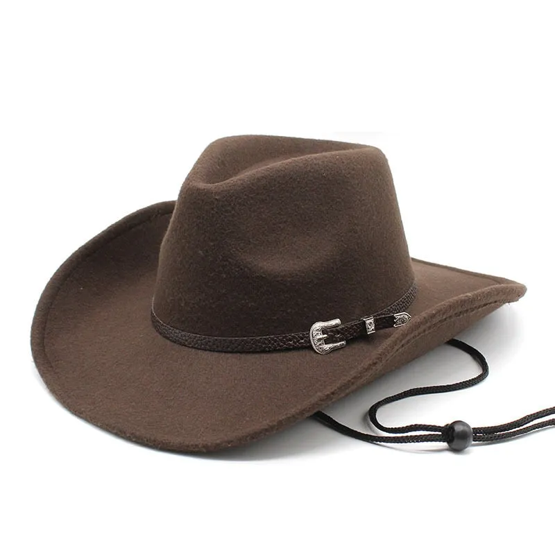 Unisex Western Imitation Wool Felt Wide Brim Cowboy Panama Hat