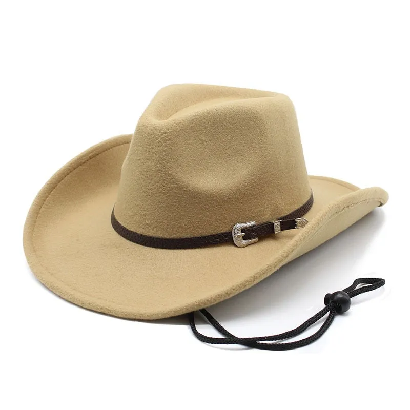 Unisex Western Imitation Wool Felt Wide Brim Cowboy Panama Hat