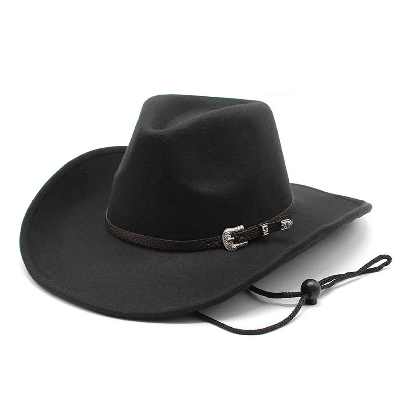 Unisex Western Imitation Wool Felt Wide Brim Cowboy Panama Hat