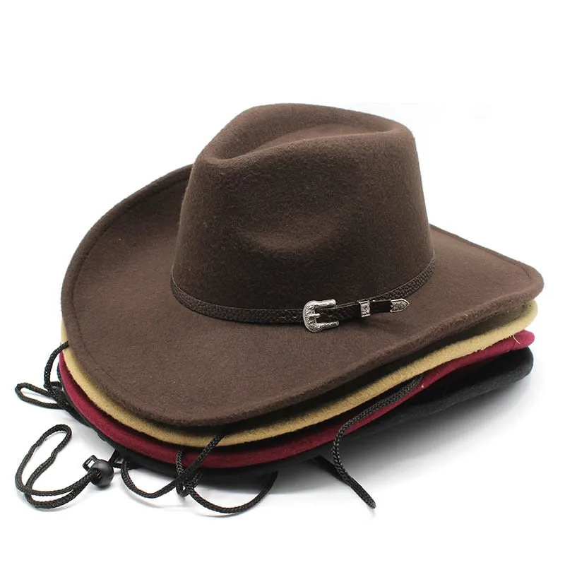 Unisex Western Imitation Wool Felt Wide Brim Cowboy Panama Hat