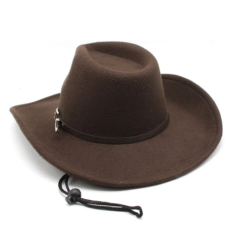 Unisex Western Imitation Wool Felt Wide Brim Cowboy Panama Hat