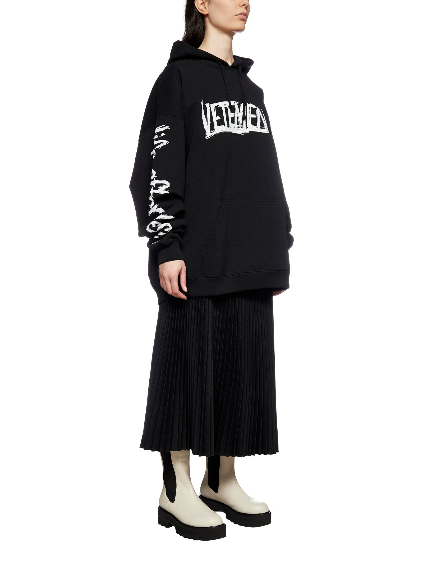 Vetements Logo Printed Drawstring Oversized Hoodie