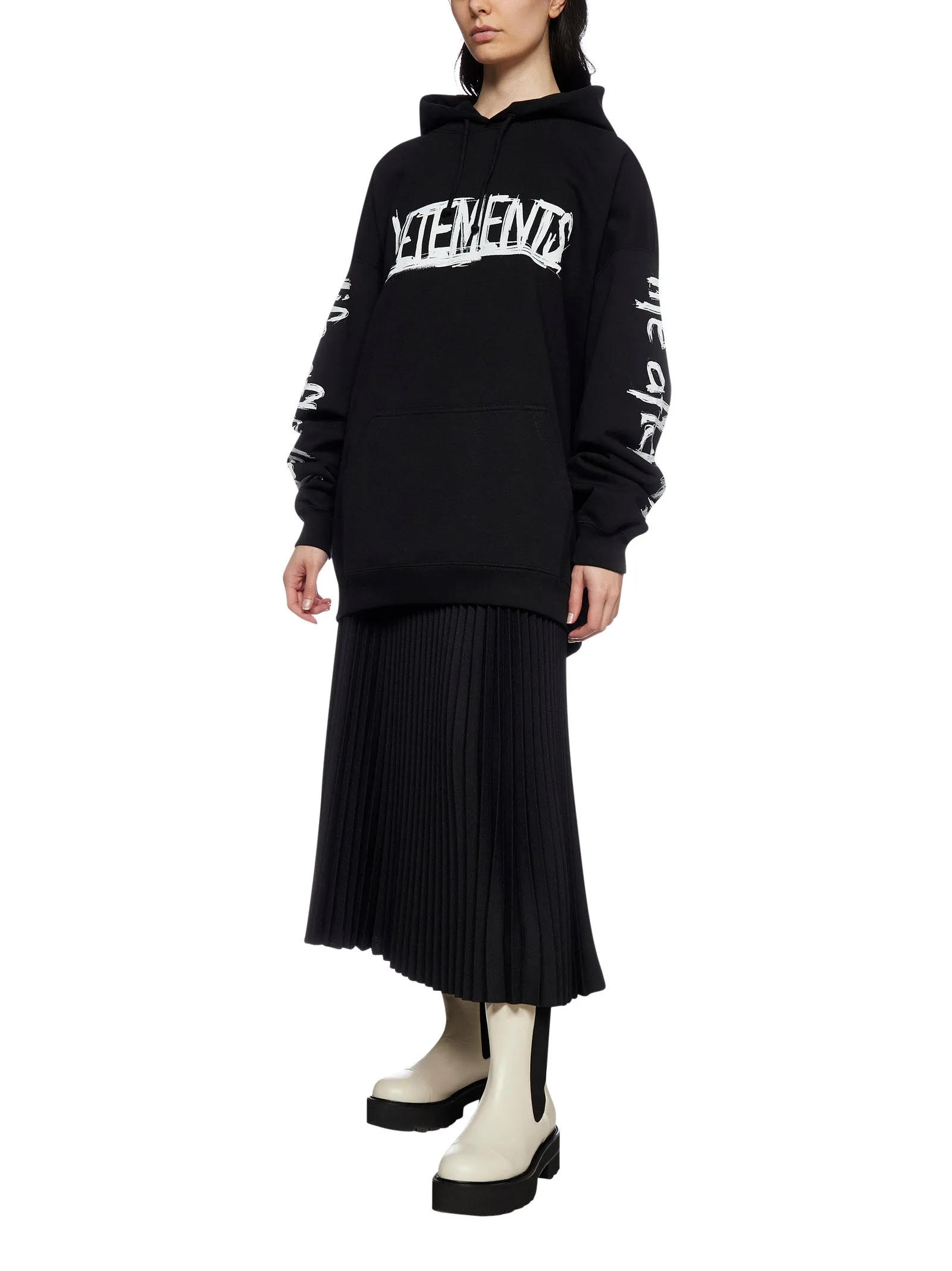 Vetements Logo Printed Drawstring Oversized Hoodie