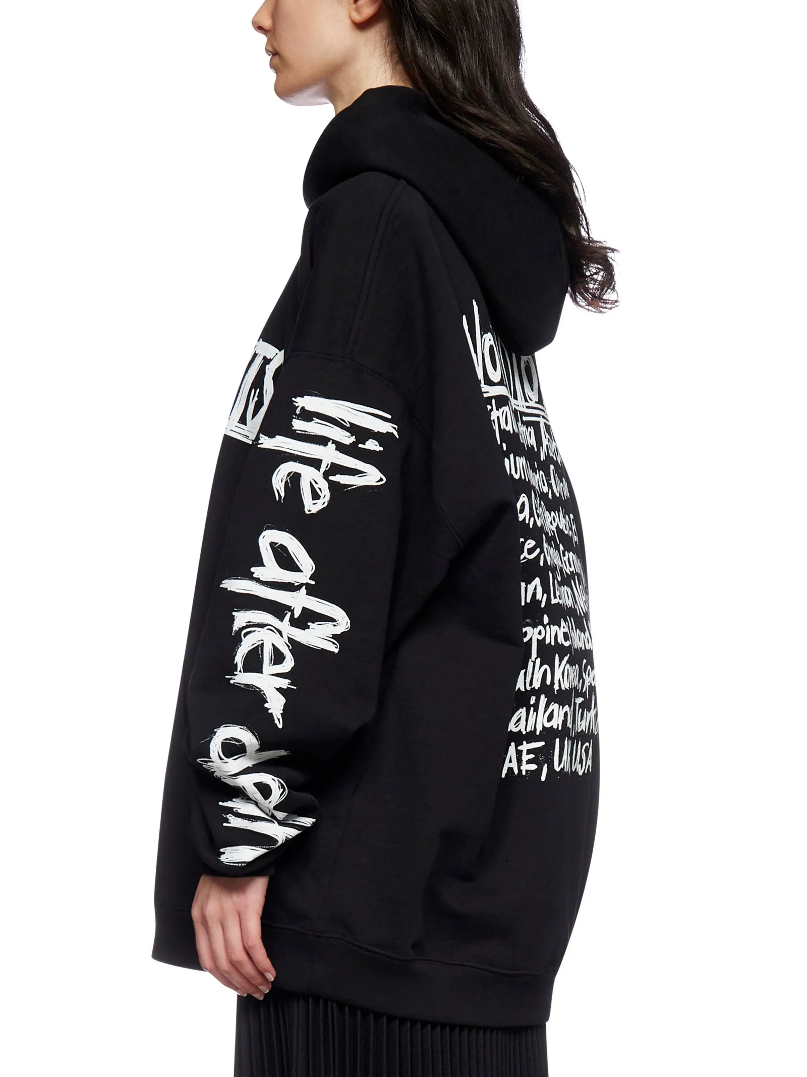 Vetements Logo Printed Drawstring Oversized Hoodie