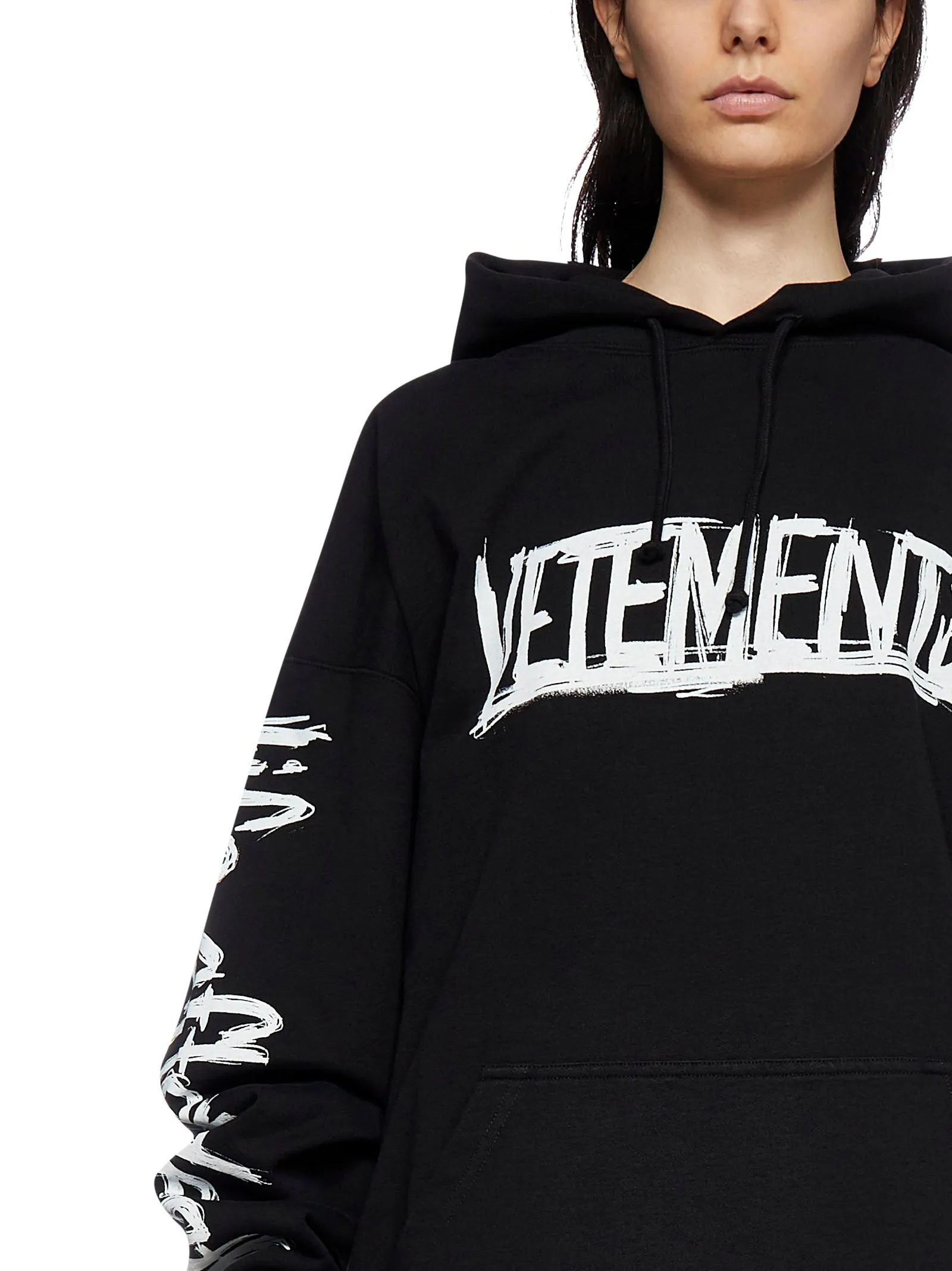 Vetements Logo Printed Drawstring Oversized Hoodie