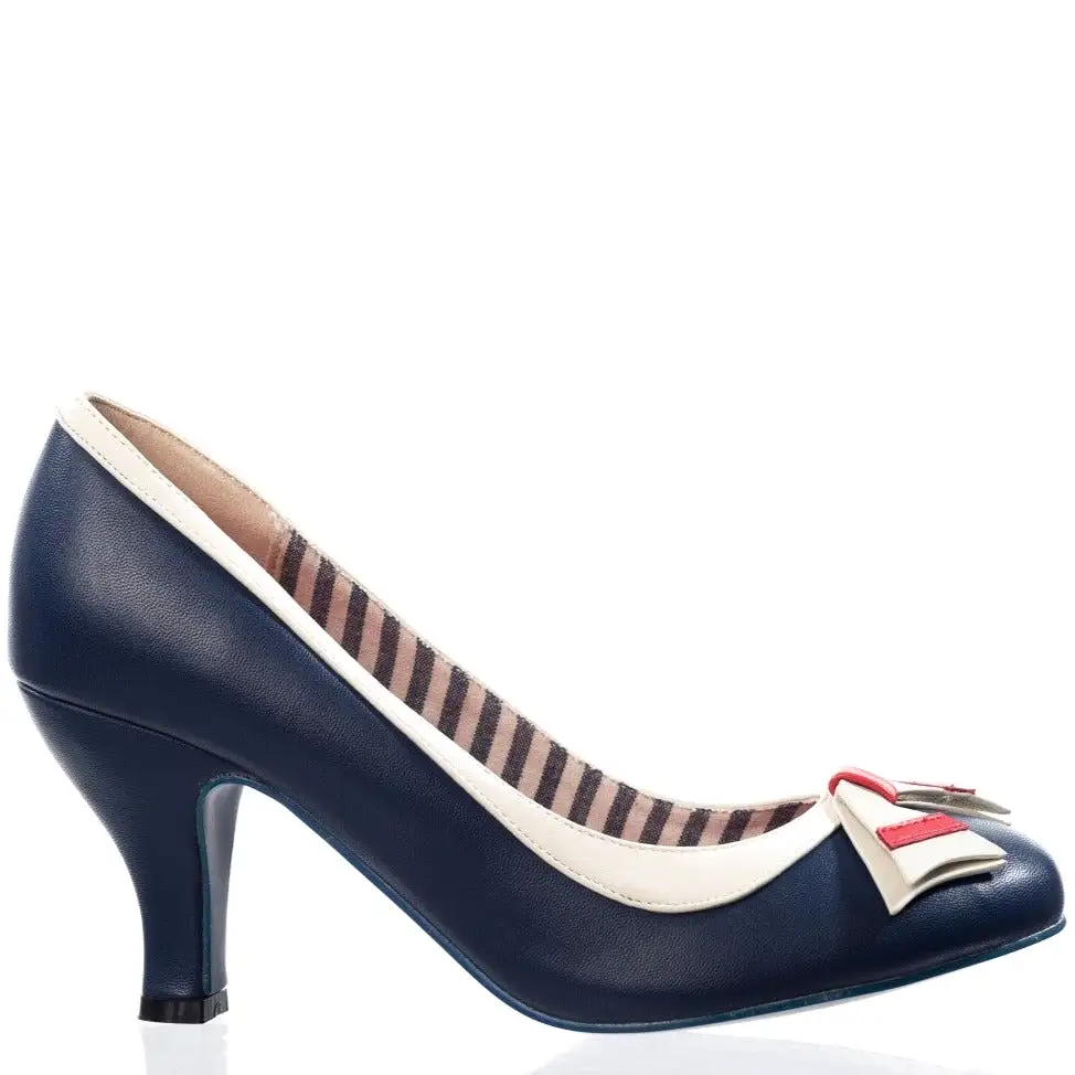 Vintage Nautical Navy And Cream Court Shoes