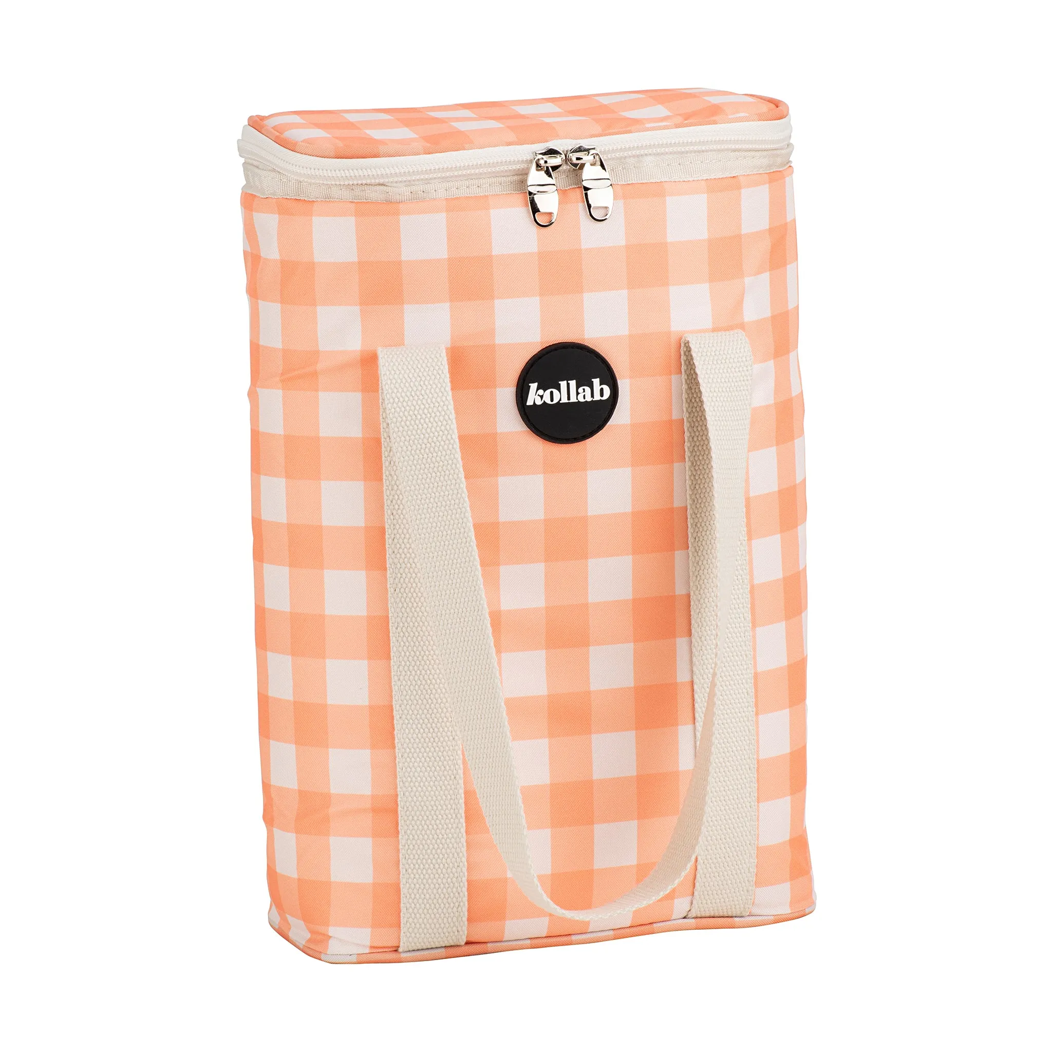 Wine Cooler Bag - Apricot Check