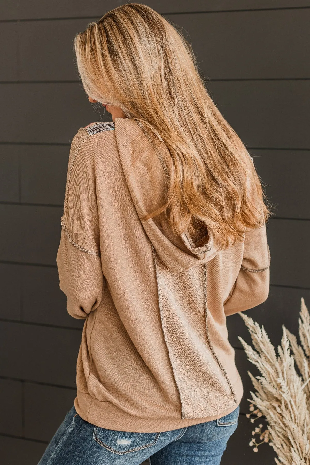 With Me Forever Lightweight Hoodie- Taupe