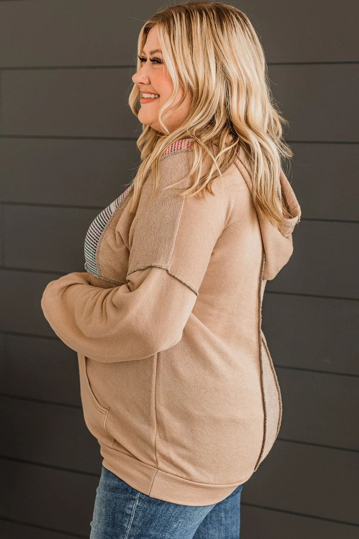 With Me Forever Lightweight Hoodie- Taupe