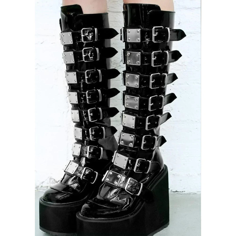 Women's Autumn Handmade Solid Buckle Fashion Zipper Mid Calf Boots