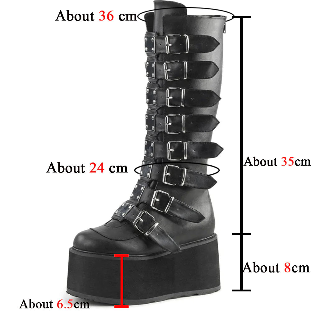 Women's Autumn Handmade Solid Buckle Fashion Zipper Mid Calf Boots