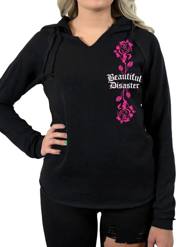 Women's Bella Rose V-Neck Hoodie