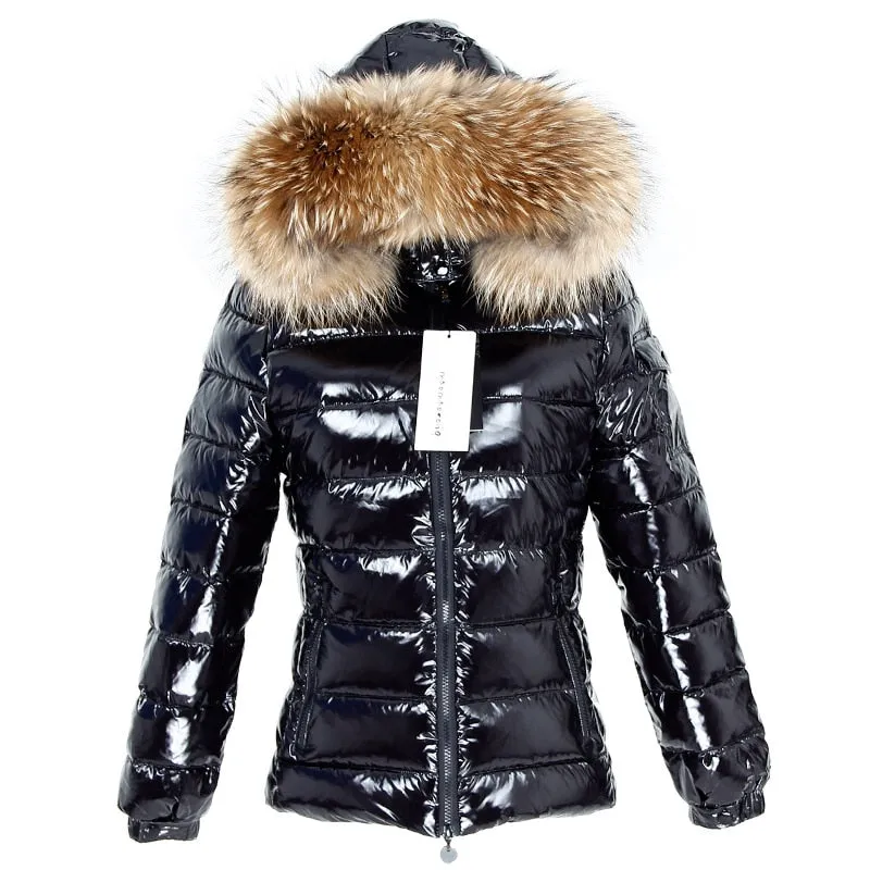 Women's OL Style Fur Collar Slim Hooded Warm Jacket for Autumn and Winter