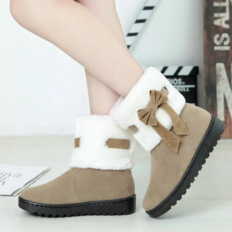 Women's Winter Fashion Thick Sole Flat Warm Ankle Snow Boots