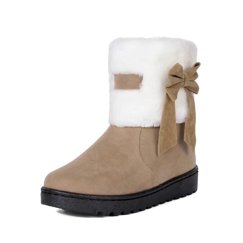 Women's Winter Fashion Thick Sole Flat Warm Ankle Snow Boots