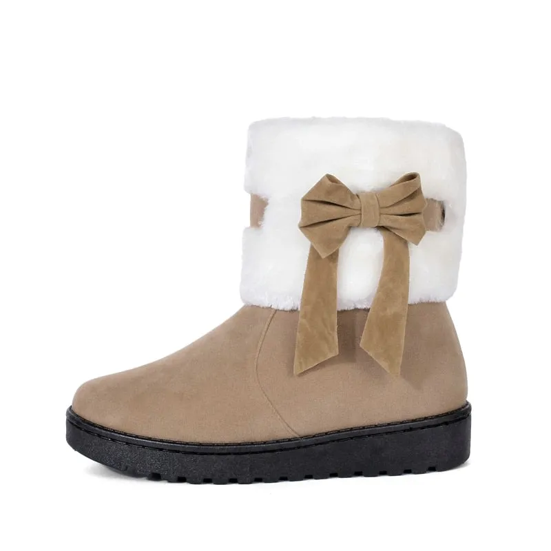 Women's Winter Fashion Thick Sole Flat Warm Ankle Snow Boots