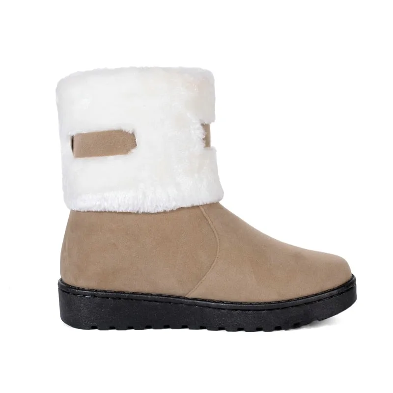 Women's Winter Fashion Thick Sole Flat Warm Ankle Snow Boots