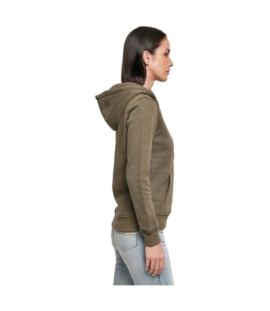 Womens/ladies organic hoodie olive Build Your Brand