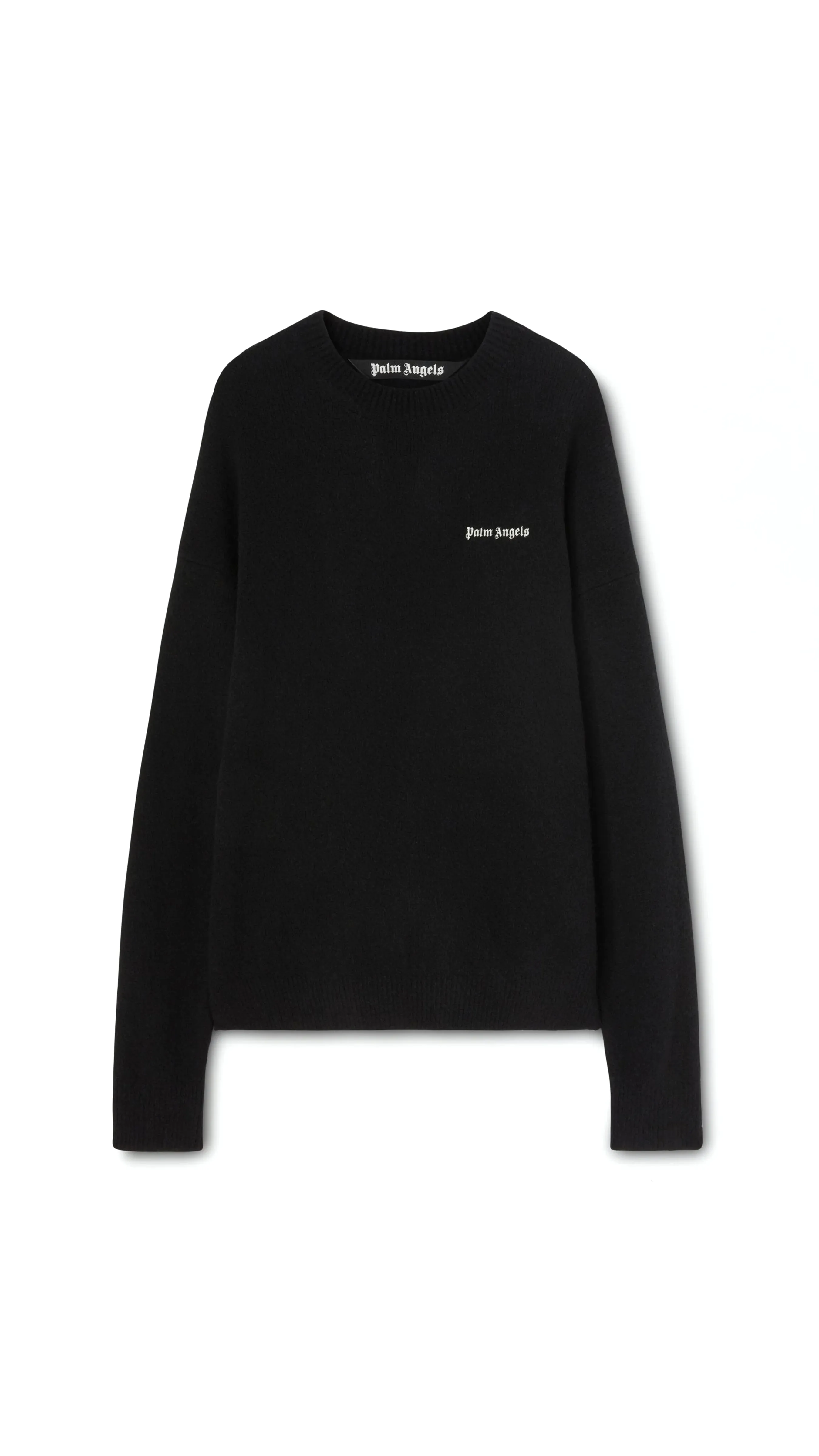 Wool Knit Basic Logo Sweater - Black