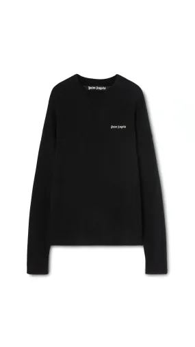 Wool Knit Basic Logo Sweater - Black